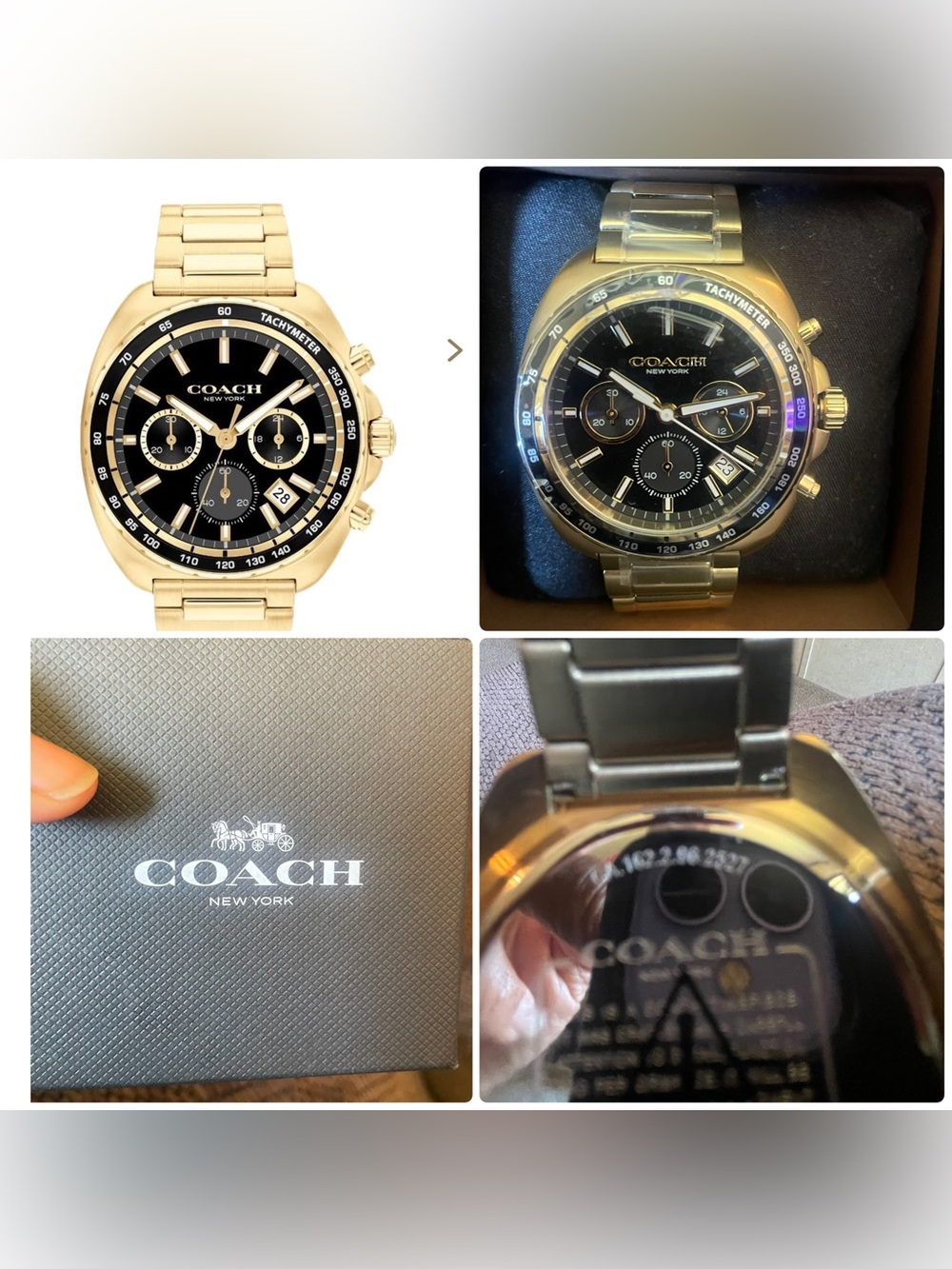 Coach Men’s Gold Tone Watch with Black Dial